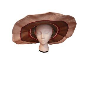 21.5 Inch Extra Large Floppy Straw Beach/Sun Hat Femsee Paris in Cream/Red/Red